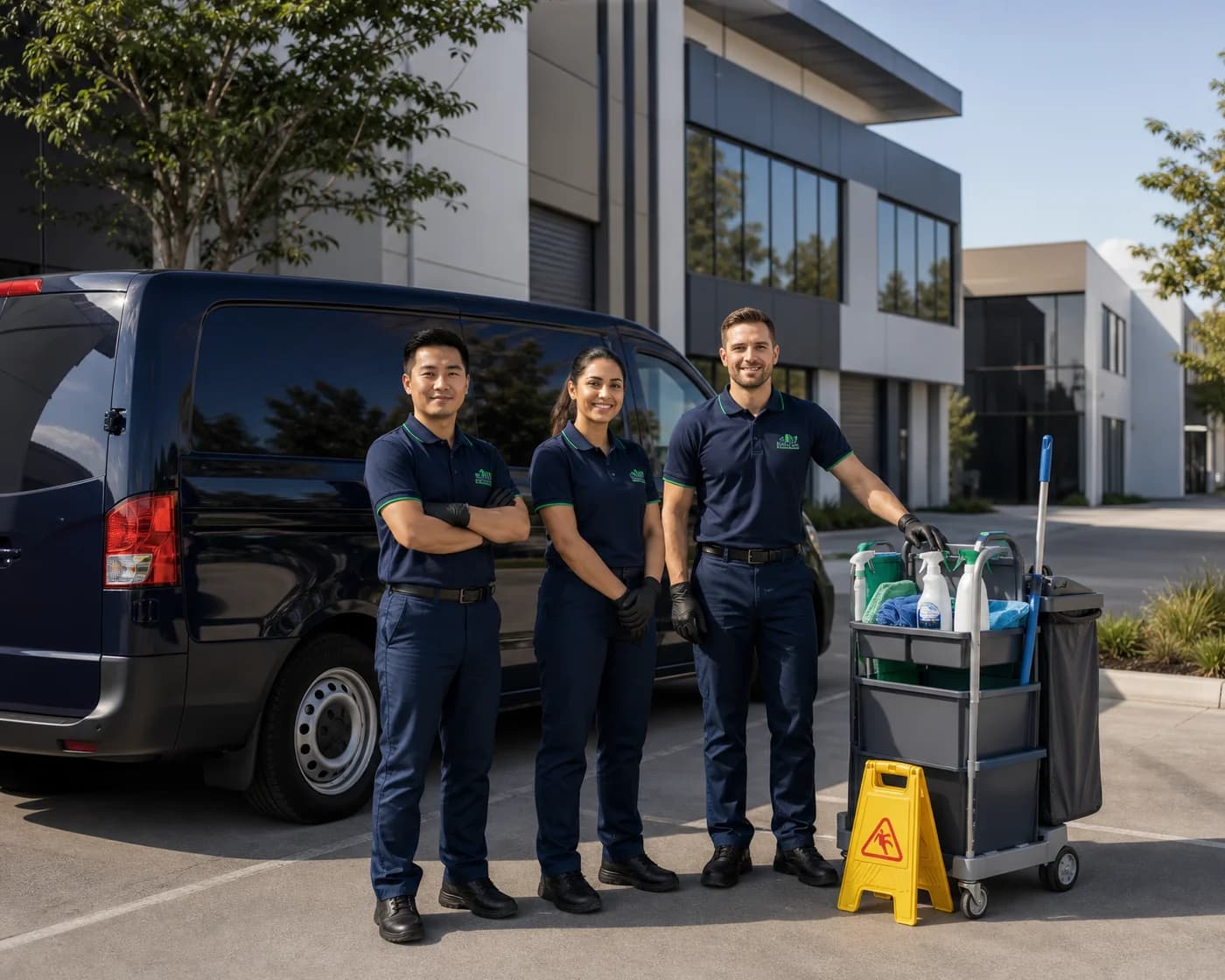 ANZ eco-friendly cleaning team and van Sydney — green commercial cleaners
