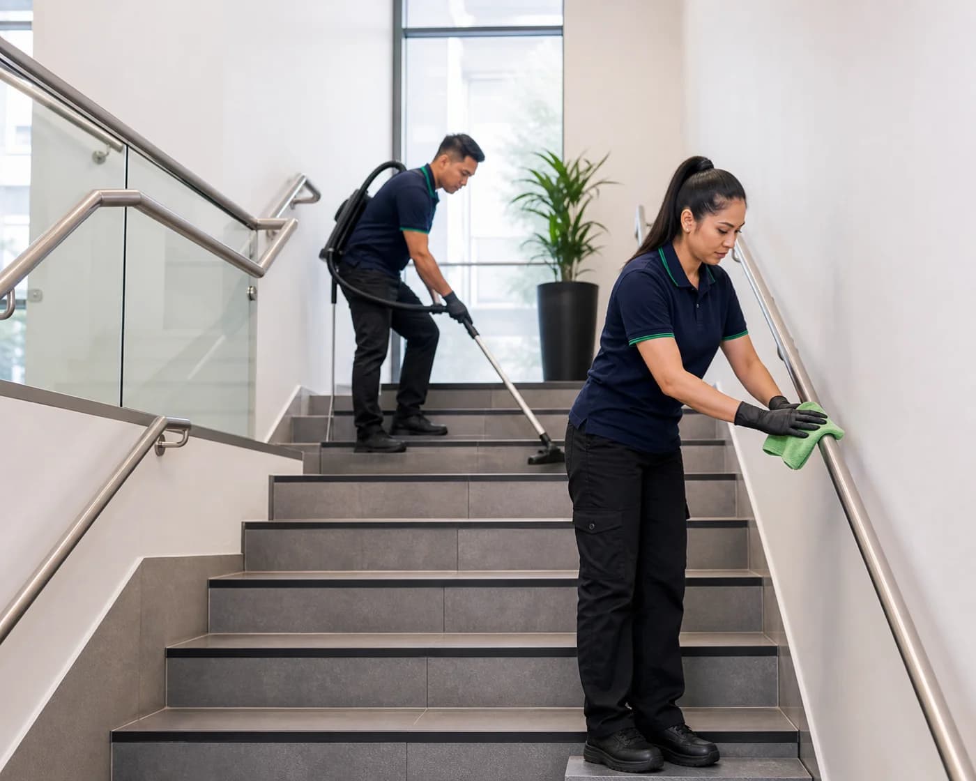Strata stairwell and handrail cleaning — treads and landings sanitised